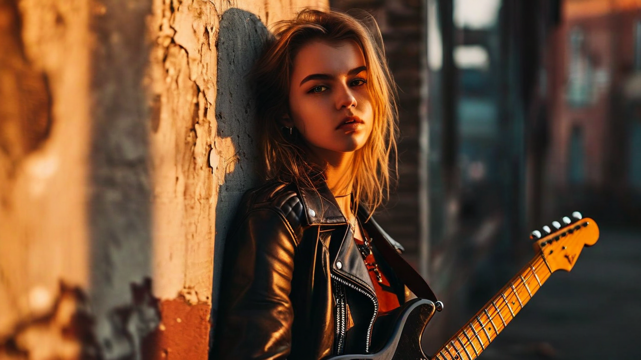 Kirst portrait with electric guitar